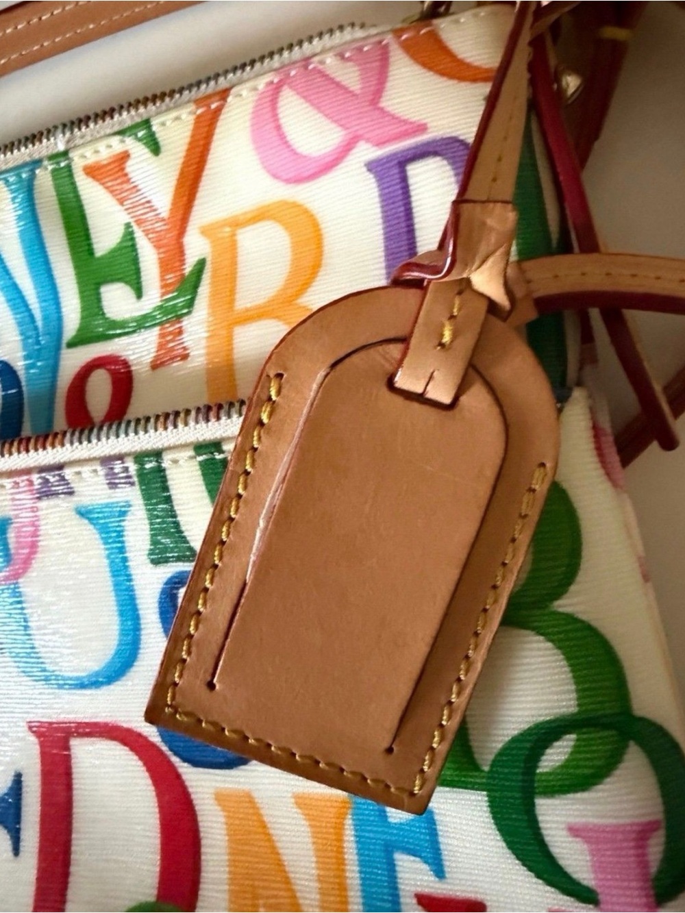 Dooney & Bourke White Rainbow Retro Grafica Letter Carrier Crossbody Bag - Picture 4 of 14